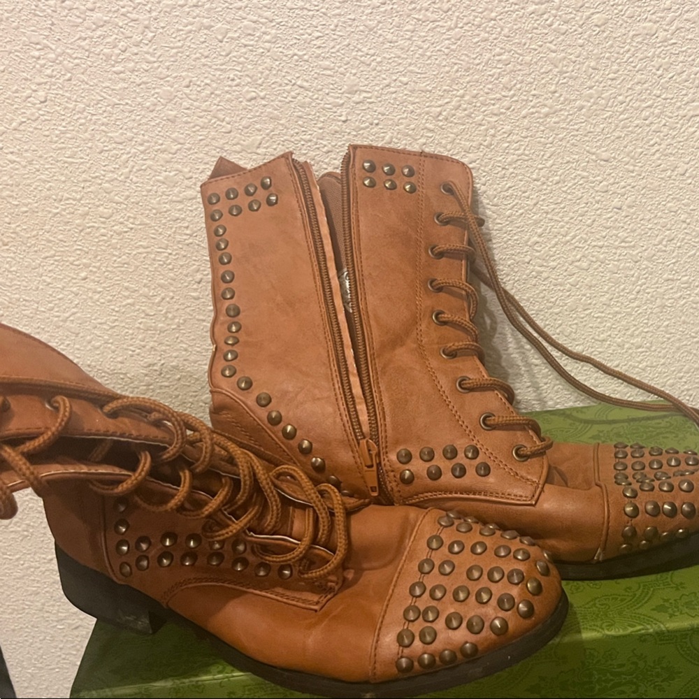 Rue21 Tan Studded Combat Boots